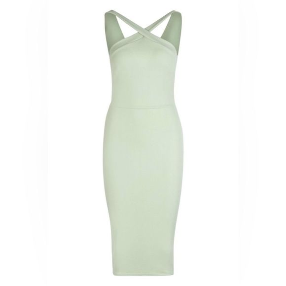Boohoo Dresses & Skirts - 🆕 Halterneck Crossback Midi Dress Sage color size 12